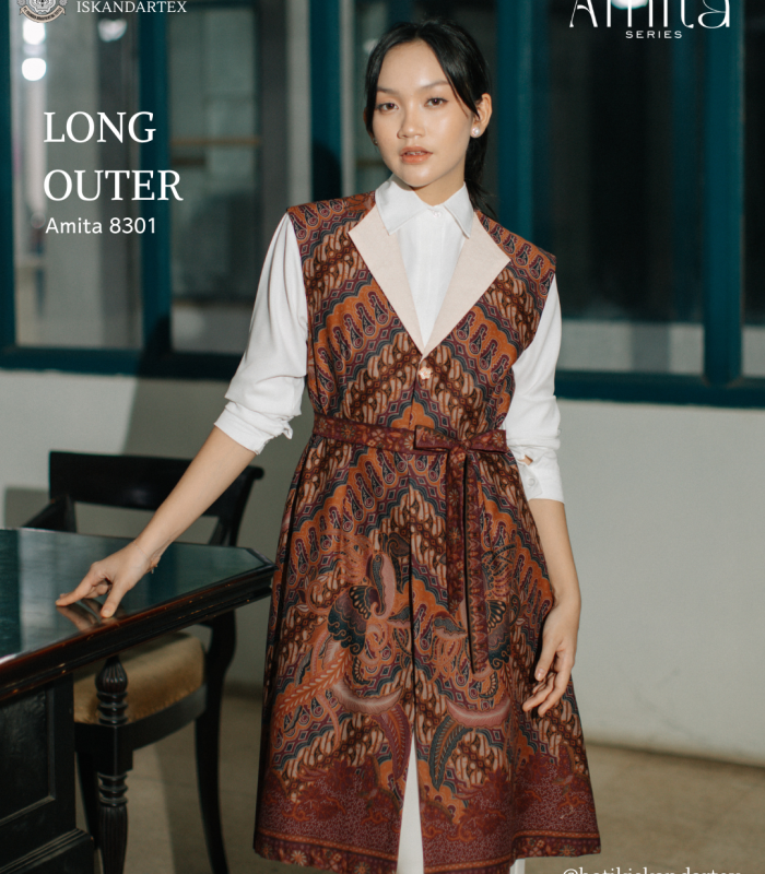 Long Outer Batik Wanita Amita 8301 Batik Iskandartex