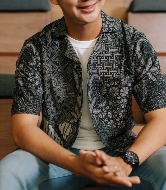 Rever Collar Mens Shirt Monochrome 2